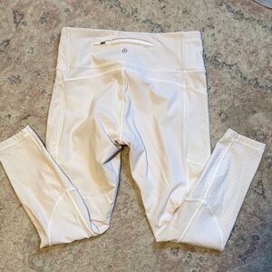 lululemon athletica White Perforated Leggings. Like new